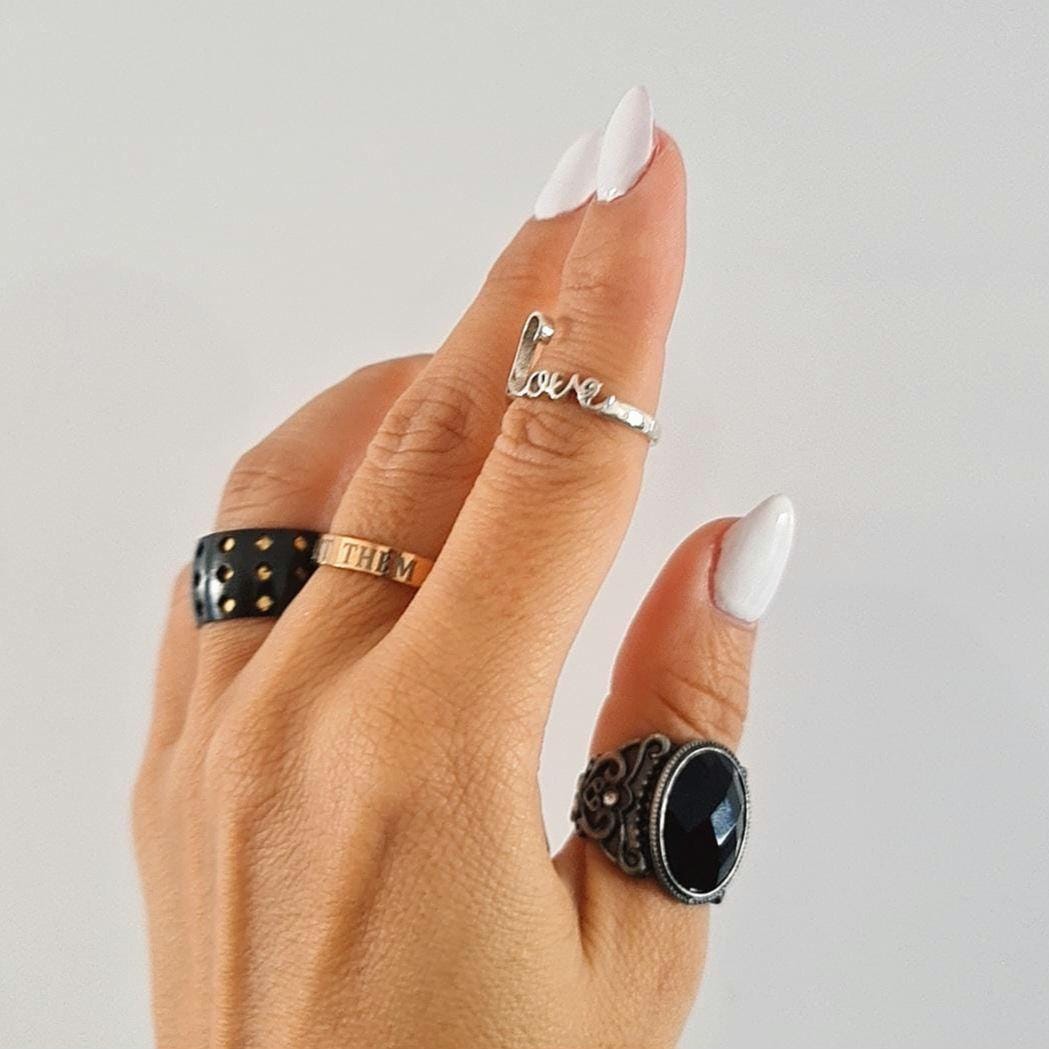 Dainty Sterling Silver Love Ring: Minimalist Promise Jewelry