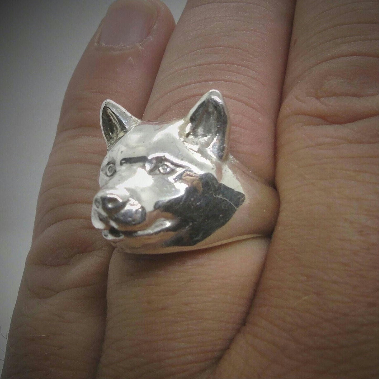 Handmade 925 Sterling Silver Shiba Inu Ring: Dog Lover Jewelry