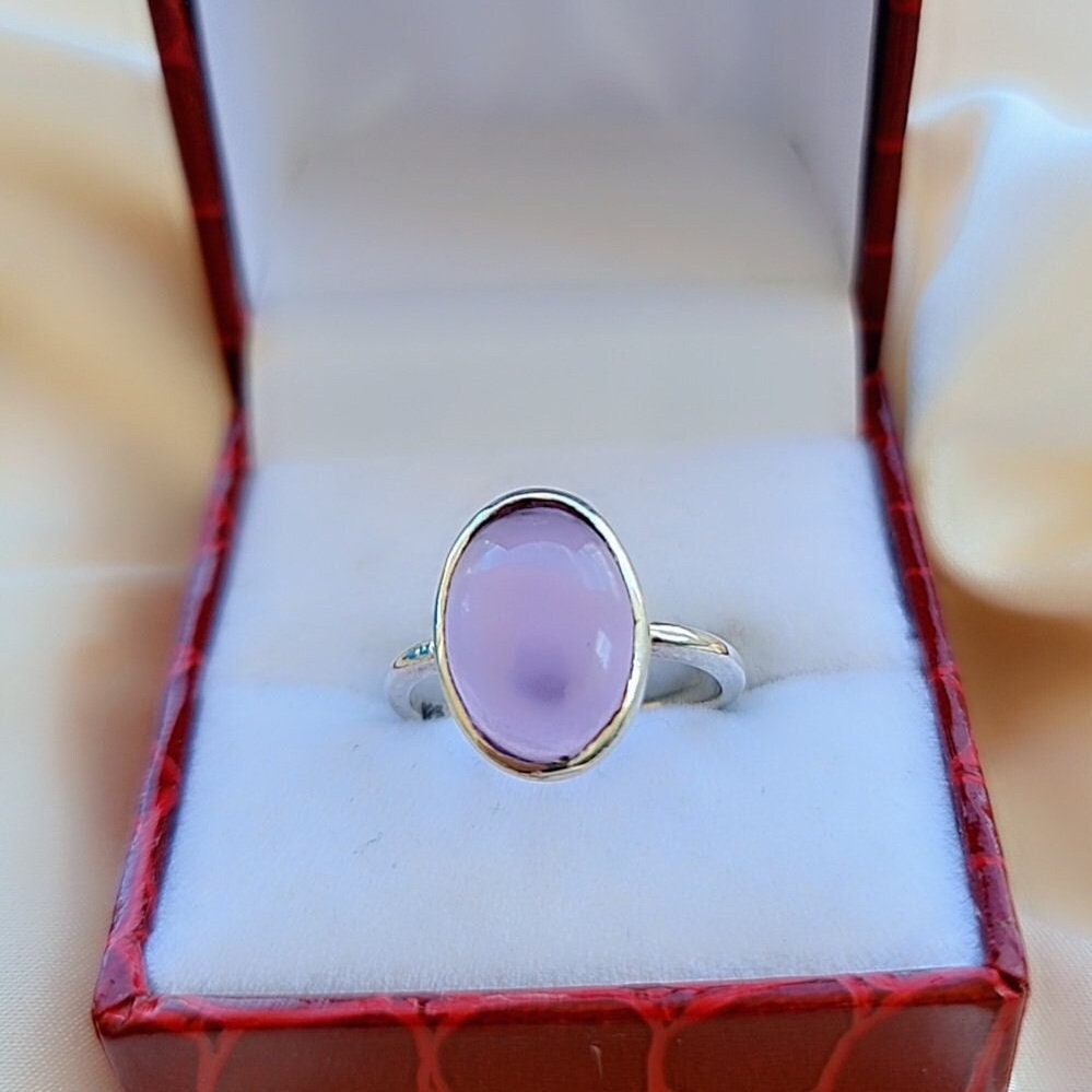 Handmade Oval Amethyst Ring: 925 Sterling Silver, February Birthstone