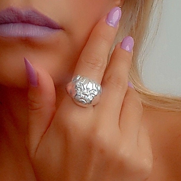 Handmade Sterling Silver Pug Ring: Detailed 925 Silver Dog Jewelry