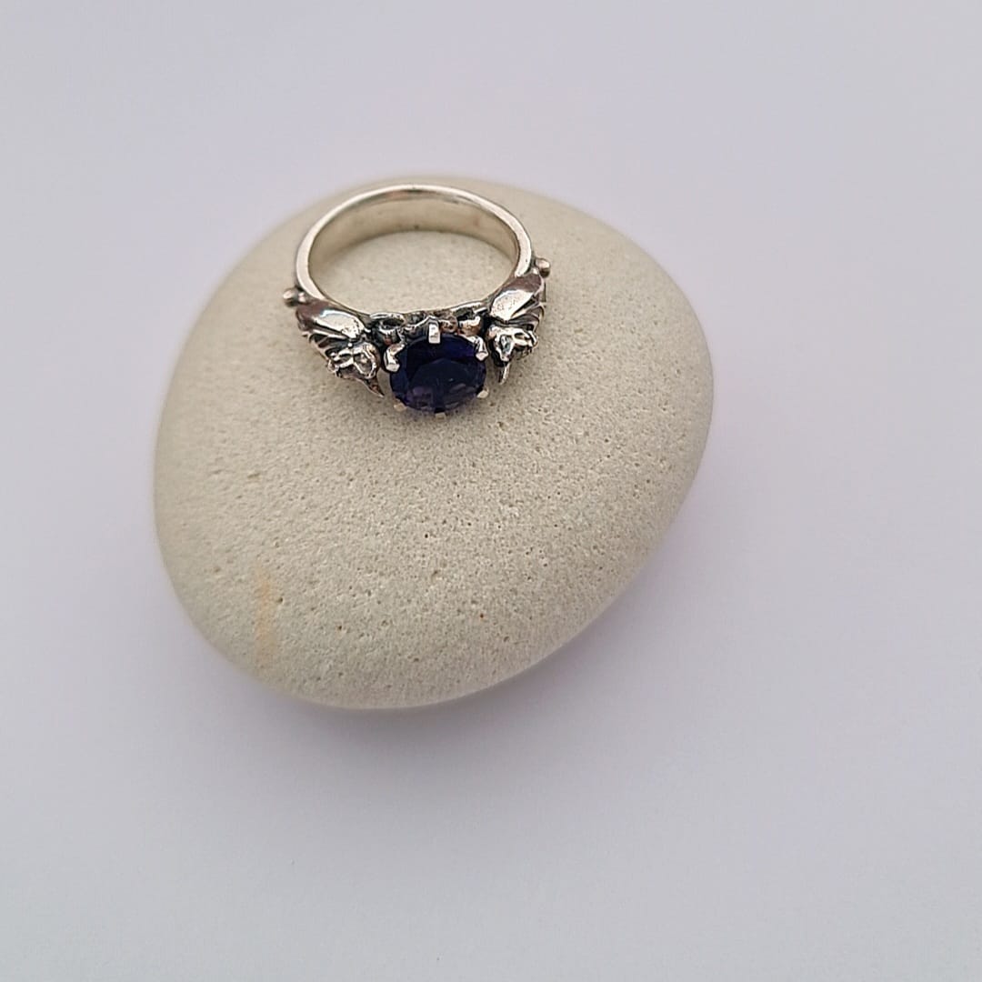 ๐ฆ Silver Bat Ring with Deep Purple Zircon โ Gothic Sterling Silver Jewelry | Alternative Engagement Ring