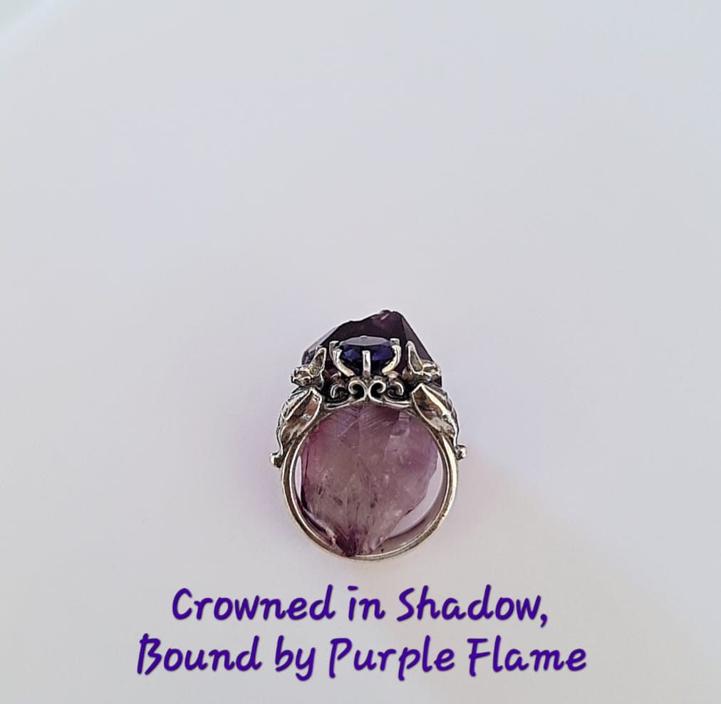 ๐ฆ Silver Bat Ring with Deep Purple Zircon โ Gothic Sterling Silver Jewelry | Alternative Engagement Ring