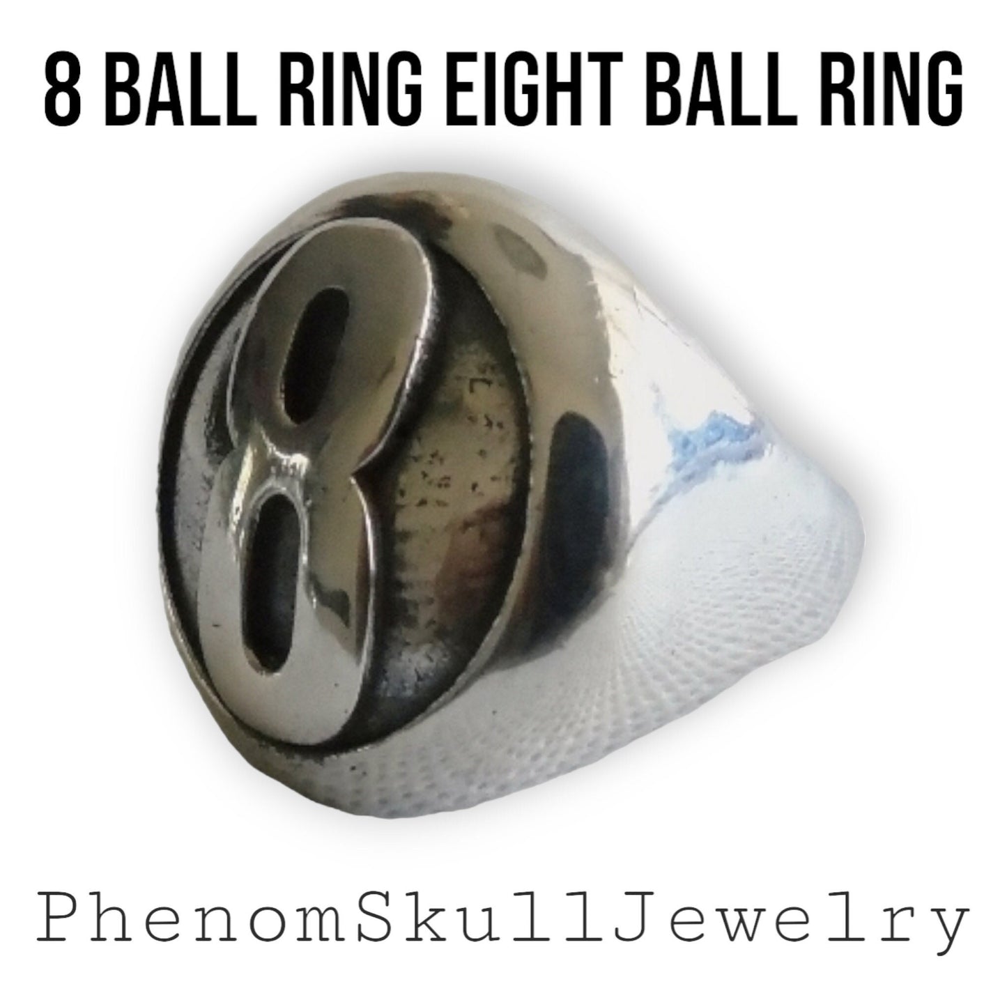 Handmade Sterling Silver 8 Ball Ring: Billiard Inspired Statement Jewelry