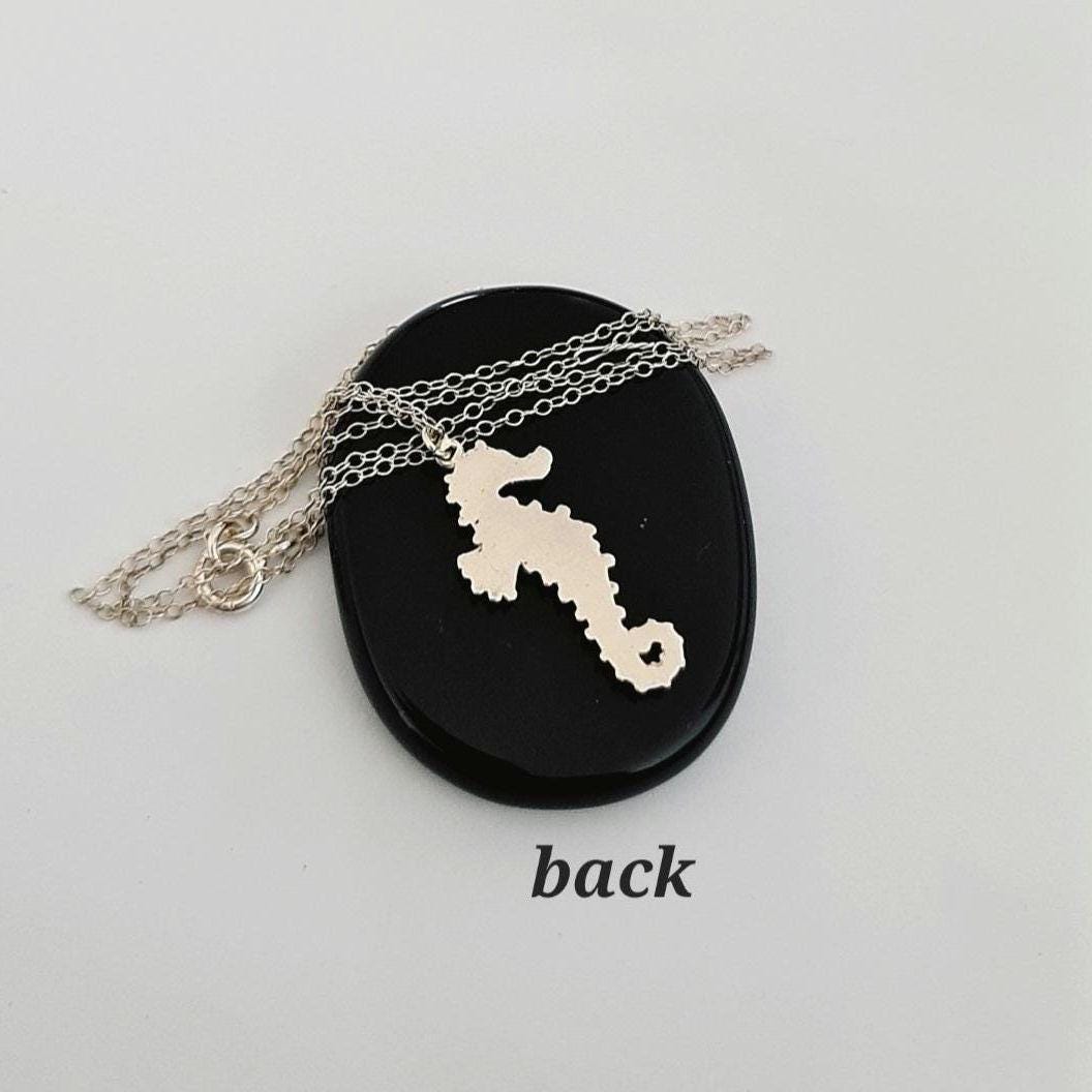 Handmade Sterling Silver Sea Horse Necklace: Oceanic Jewelry Gift