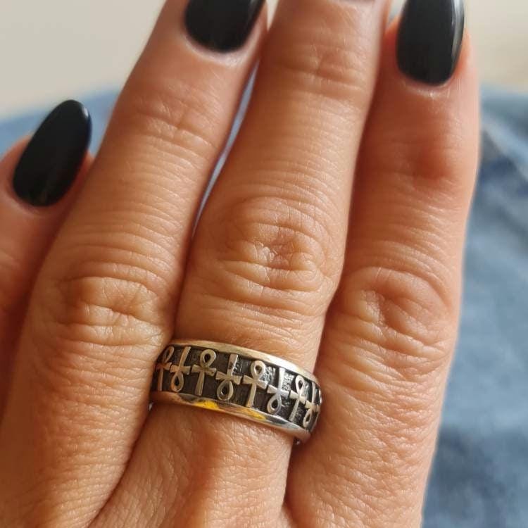 Handmade Sterling Silver Ankh Ring: Egyptian Key of Life Symbol