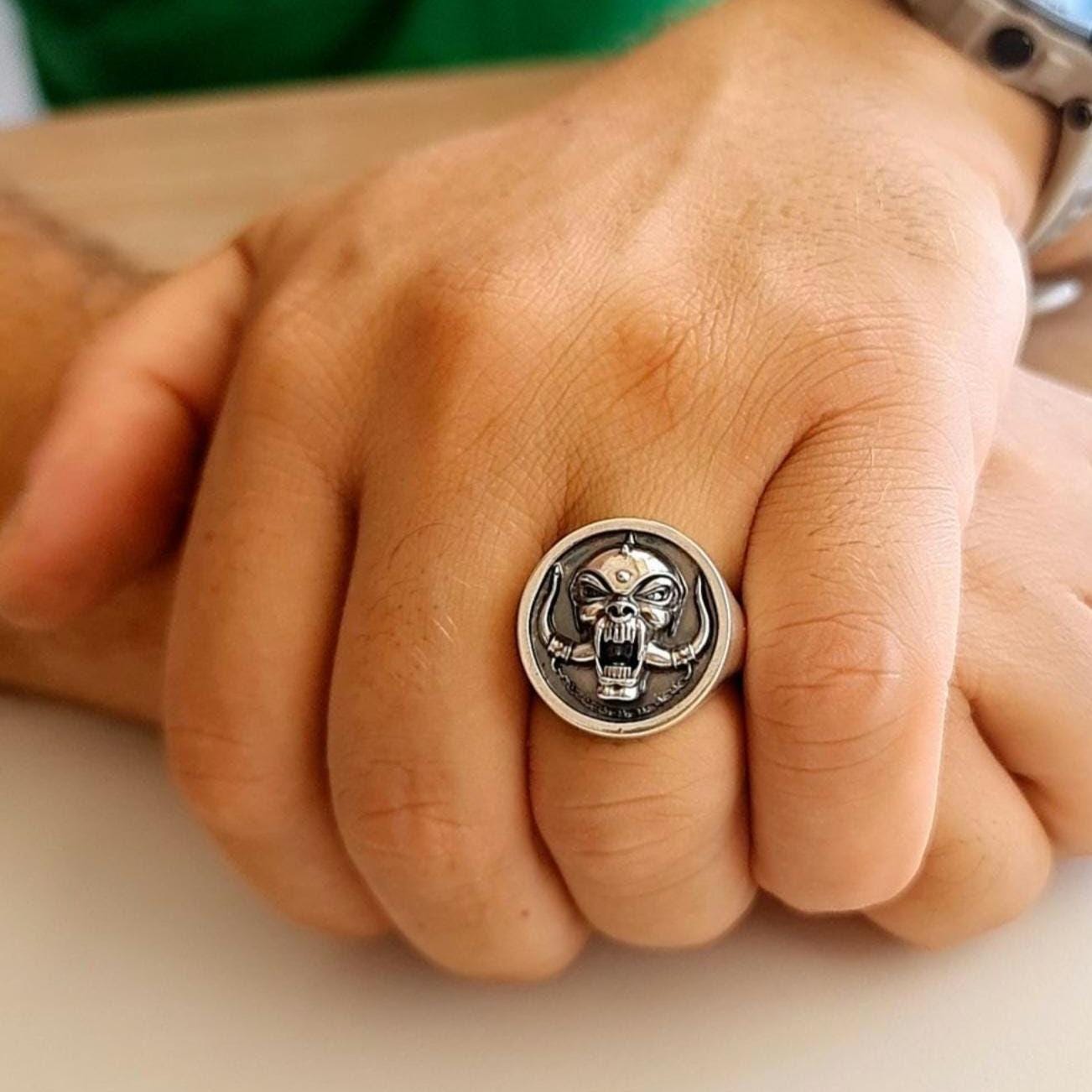 Motorhead Snaggletooth War Pig Ring-Solid 925 Silver-Heavy Duty Design for the Ultimate Rockstar