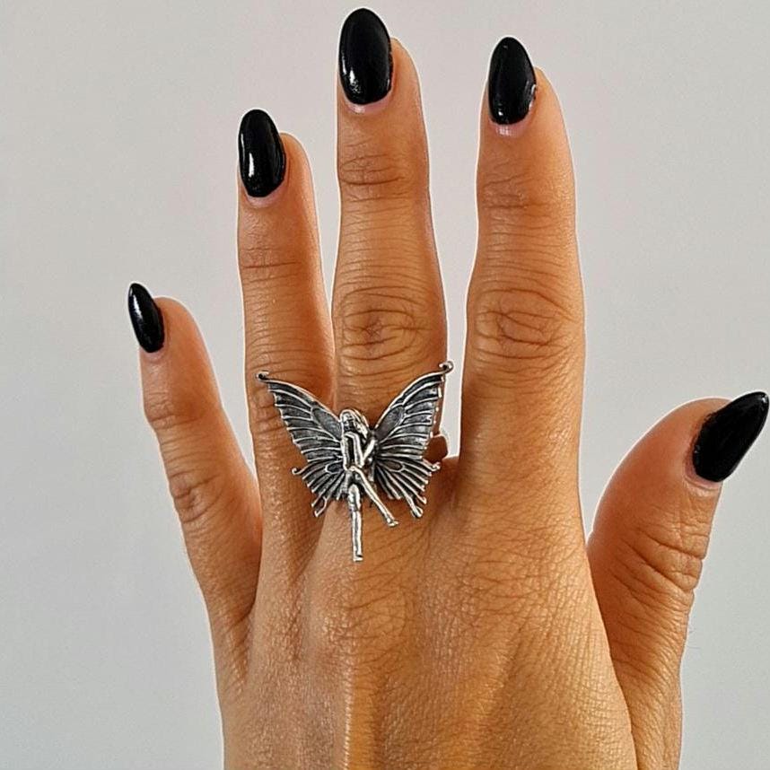 Statement Fairy Princess figure Ring Sterling Silver Fairyland Faerie Ring