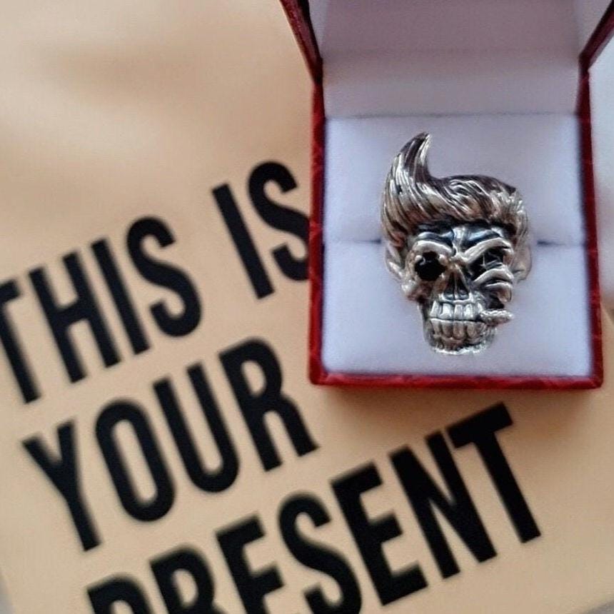 Ace Ventura Inspired Skull Ring with Black Diamond Zircon Eye - Handcrafted Sterling Silver