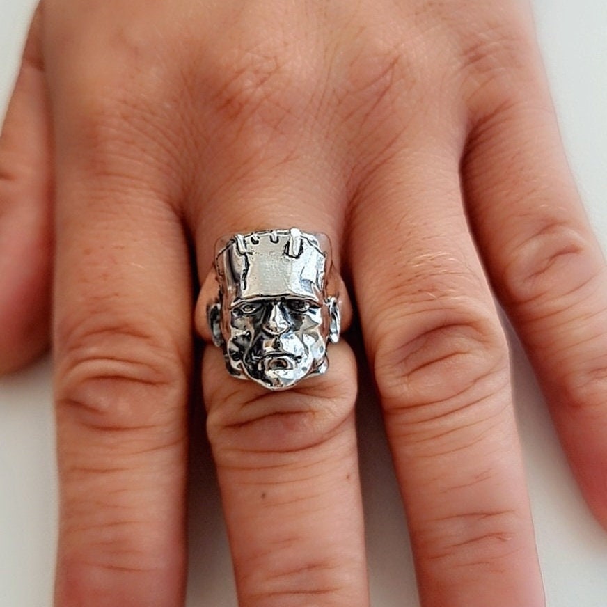 Frankenstein Ring Handmade Sterling Silver: Gothic Horror Jewelry