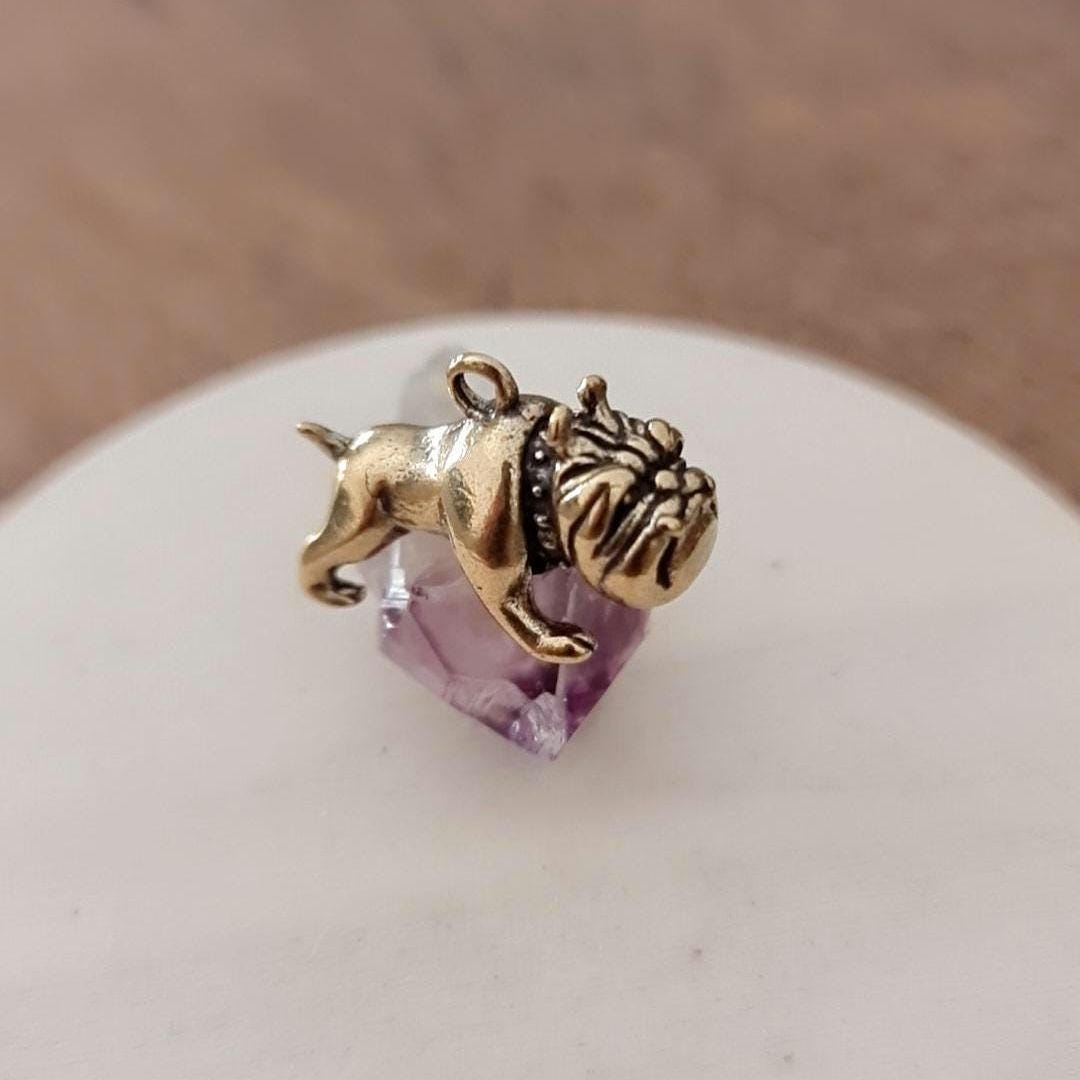 Brass English Bulldog Charm: Detailed Dog Lover Gift
