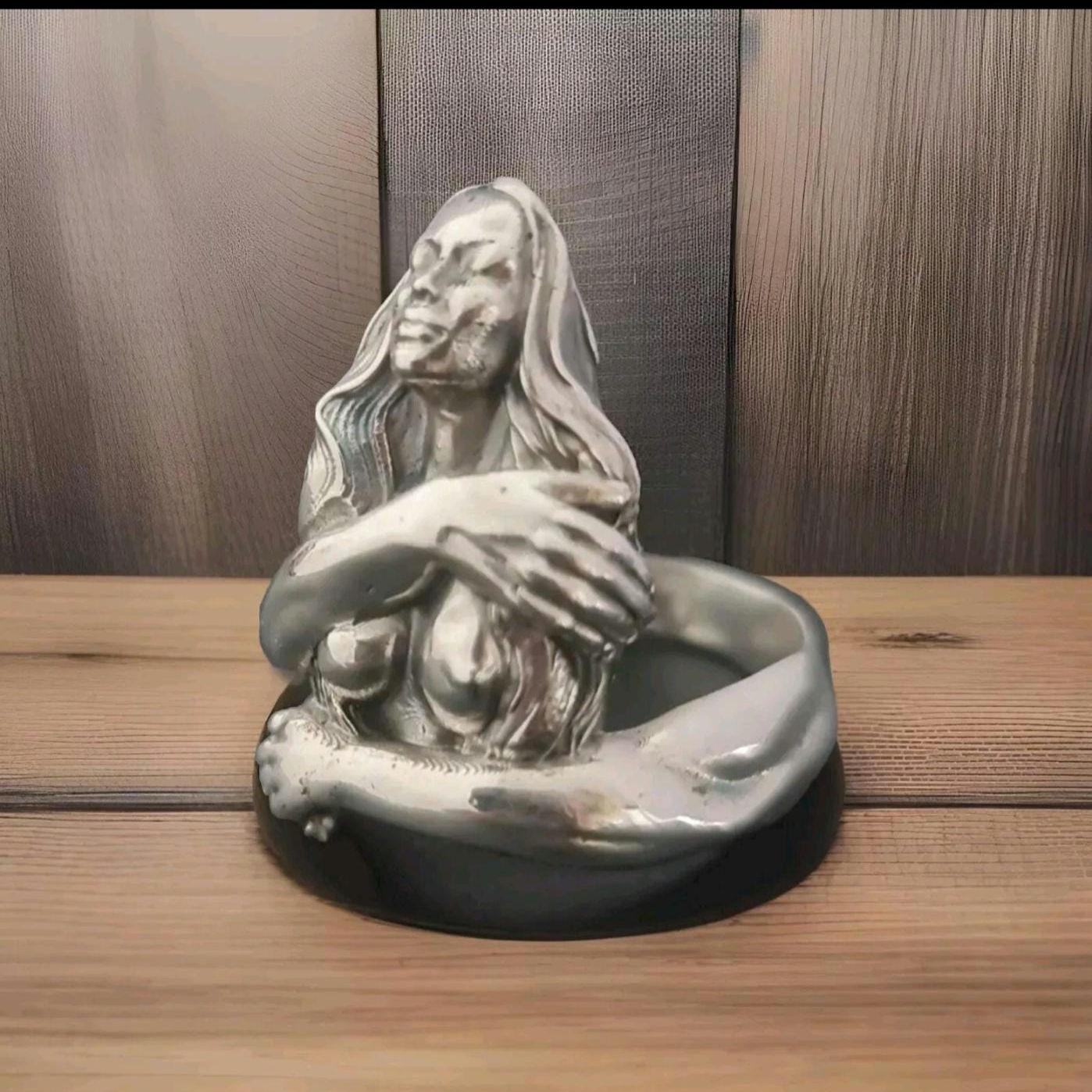 Sterling Silver Goddess Ring: Gothic Retro Statement Jewelry