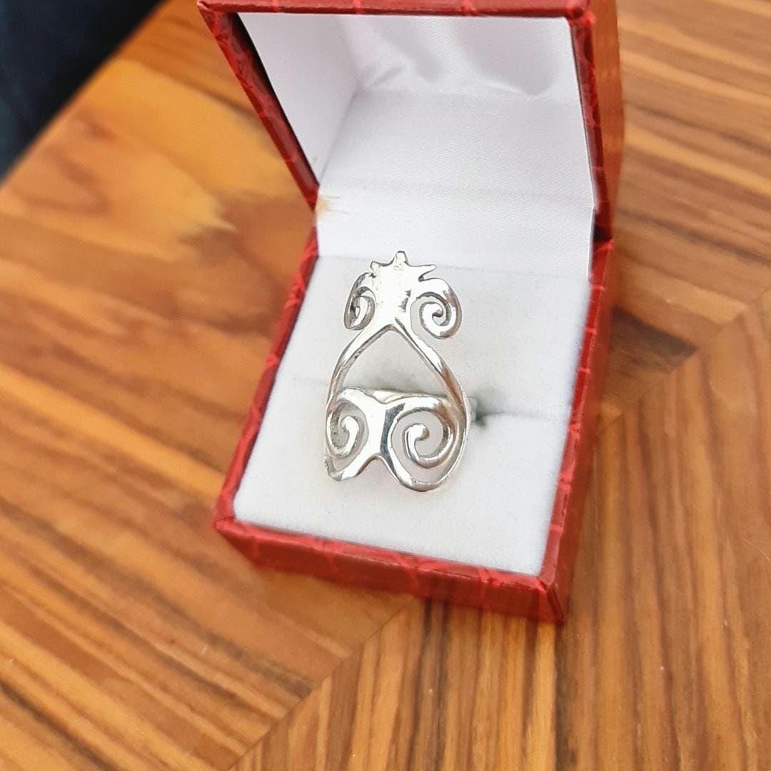 Sterling Silver Sankofa Ring: African Adinkra Jewelry