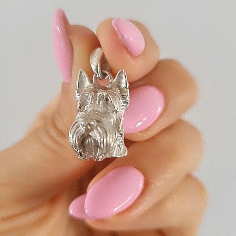 Handmade Sterling Silver Scottish Terrier Pendant: Sculpted Dog Jewelry