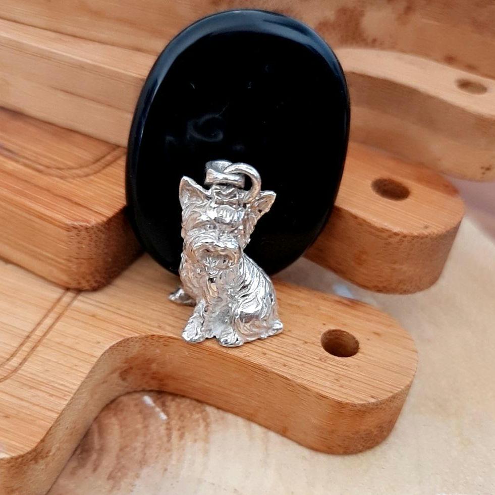 Handmade Sterling Silver Yorkshire Terrier Pendant: Sculpted Dog Jewelry