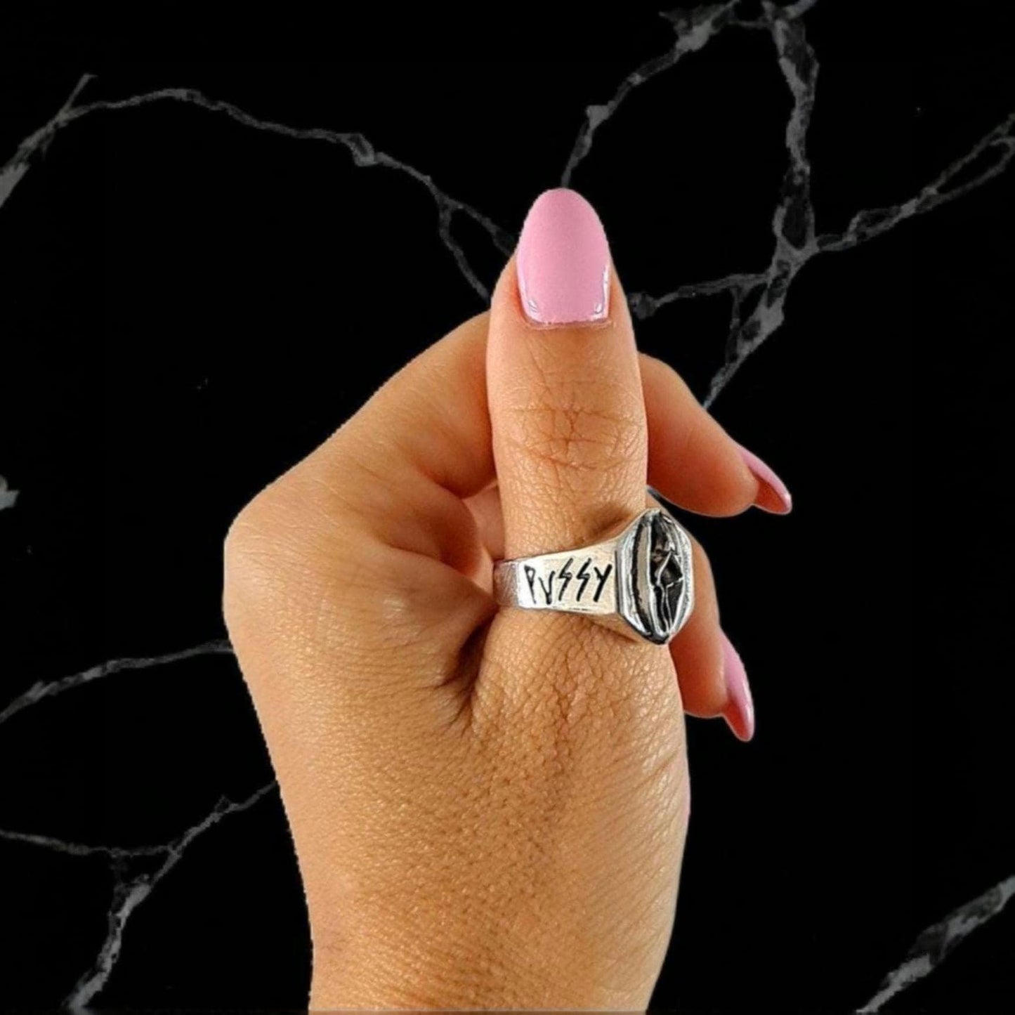 Vulva Sterling Silver "PU**Y LOVER" Ring For men and women