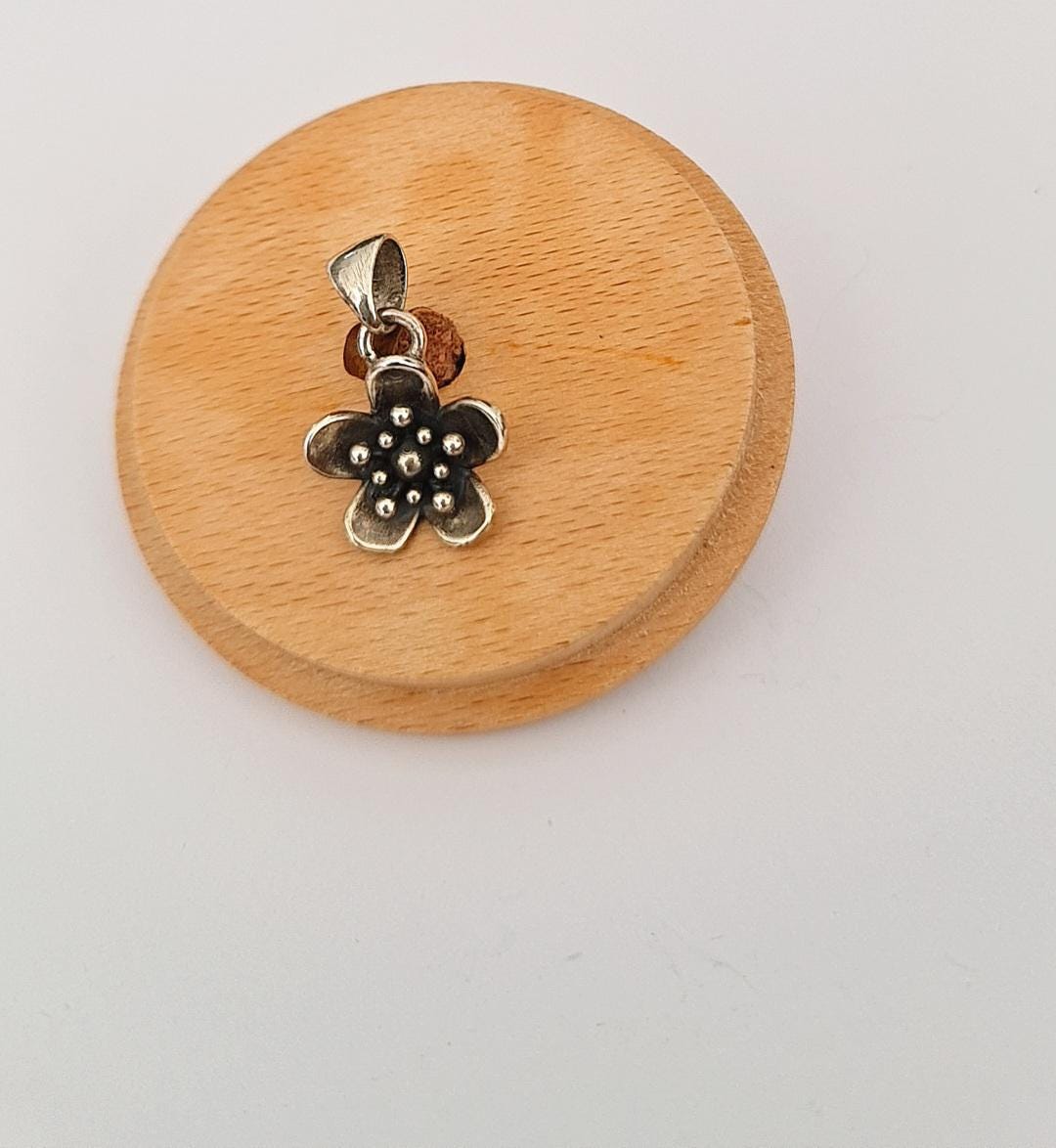 Oxidized Sterling Silver Flower Pendant: Vintage Floral Charm