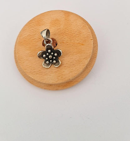 Oxidized Sterling Silver Flower Pendant: Vintage Floral Charm