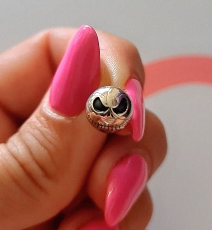 Handmade Sterling Silver Jack Skull Stud Earrings: Gothic Halloween Jewelry