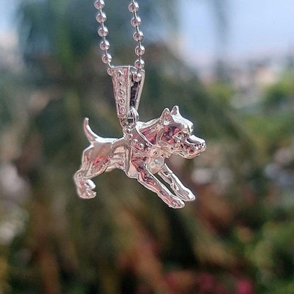 Handmade Sterling Silver American Pit Bull Pendant: Dog Lover Gift