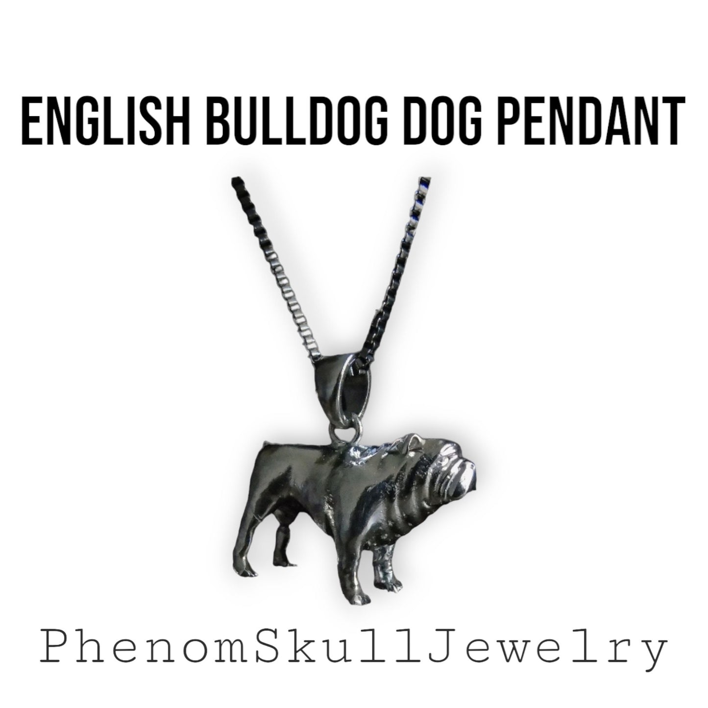 Handmade 925 Silver Bulldog Pendant: Detailed Dog Lover Gift