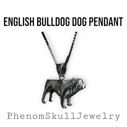 Handmade 925 Silver Bulldog Pendant: Detailed Dog Lover Gift