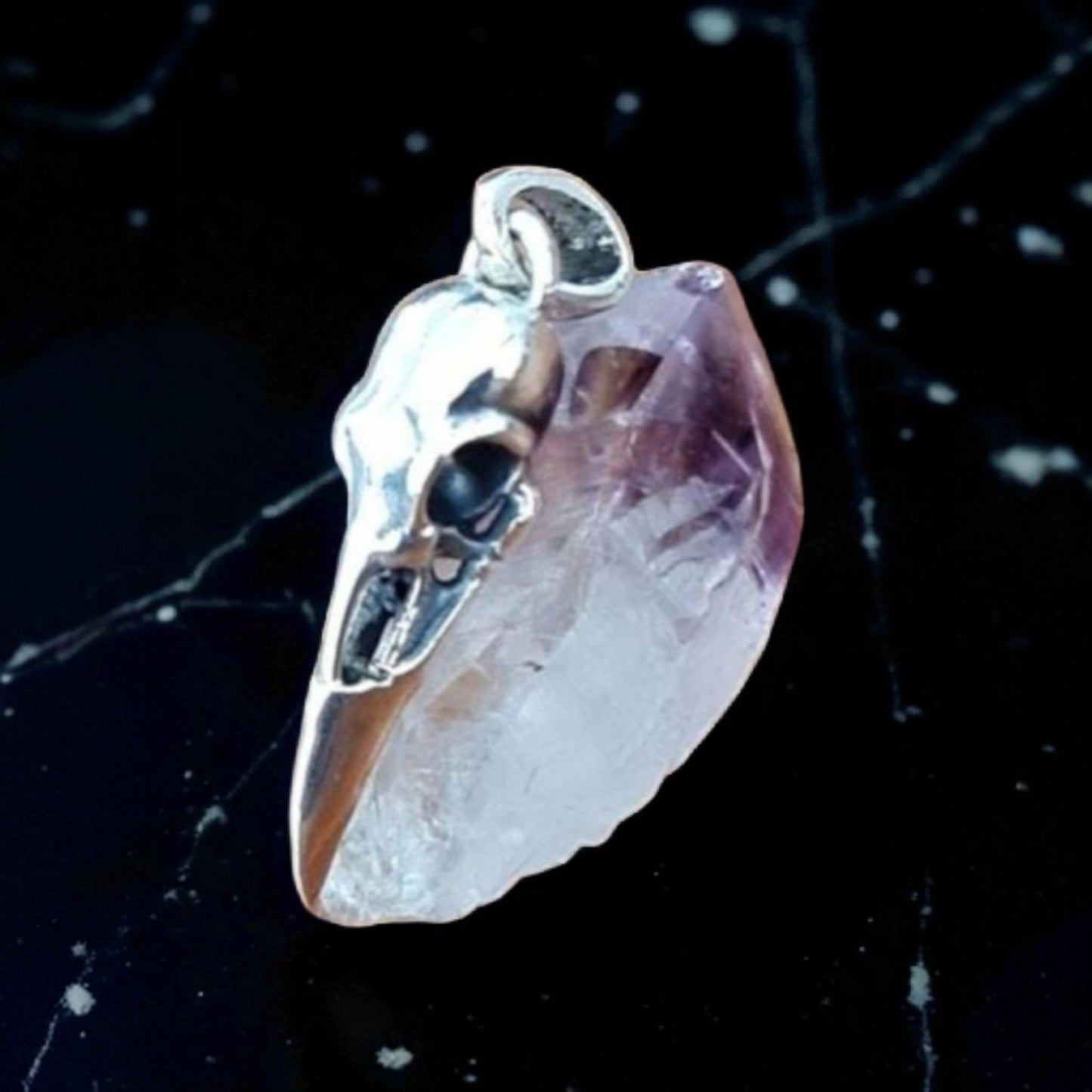 Handmade 925 Silver Raven Skull Pendant: Gothic Jewelry