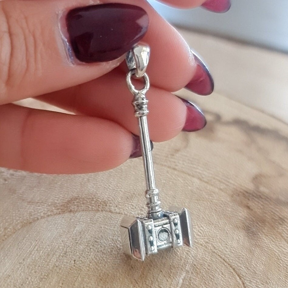 Handmade Sterling Silver Orgrim Doomhammer Pendant - Warcraft Jewelry