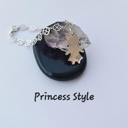 Children’s Sterling Silver Bracelets – Seahorse with Sparkling Stones & Little Princess Charm – 15cm Floral Chain