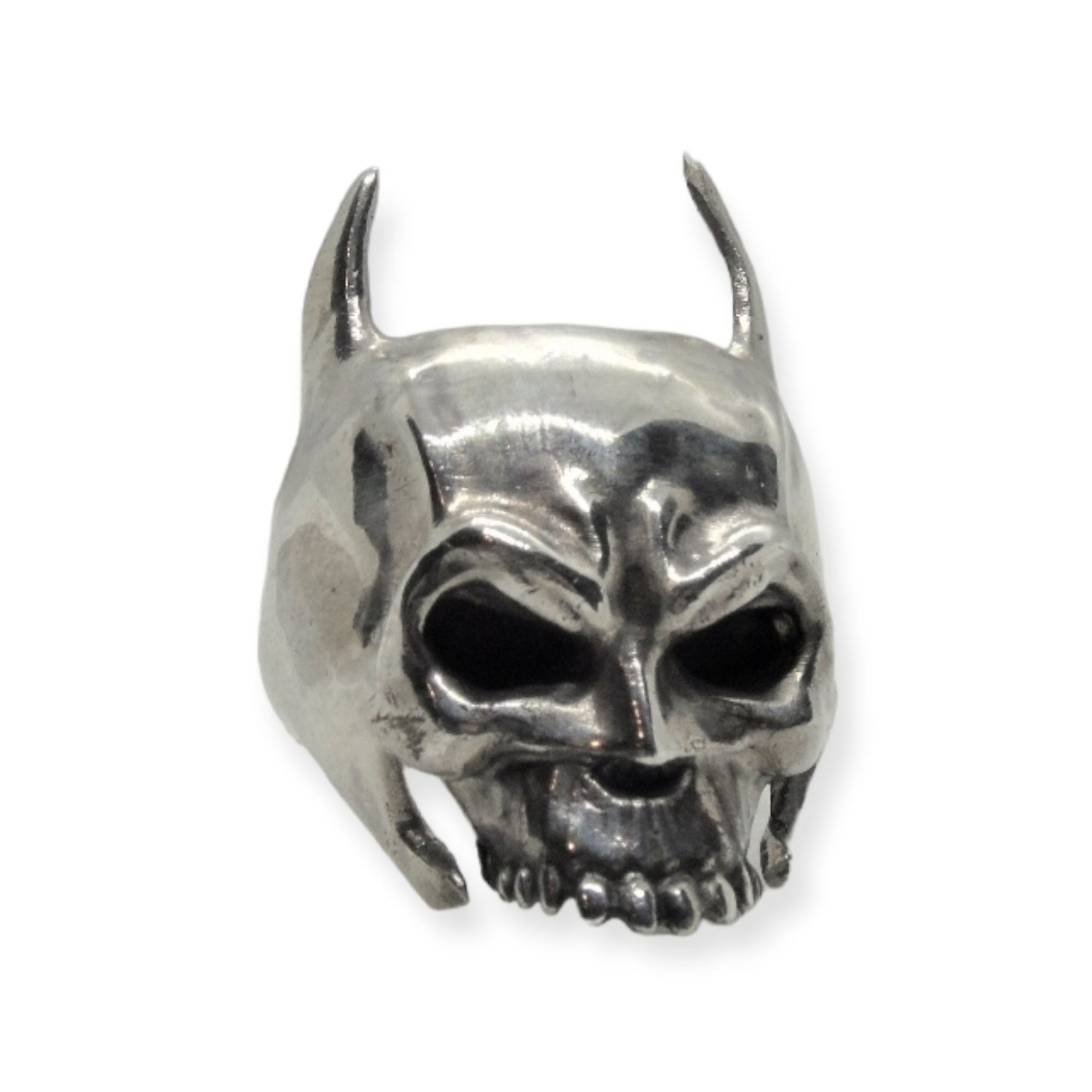 Handmade 925 Silver Bat Skull Ring: Gothic Biker Accessory