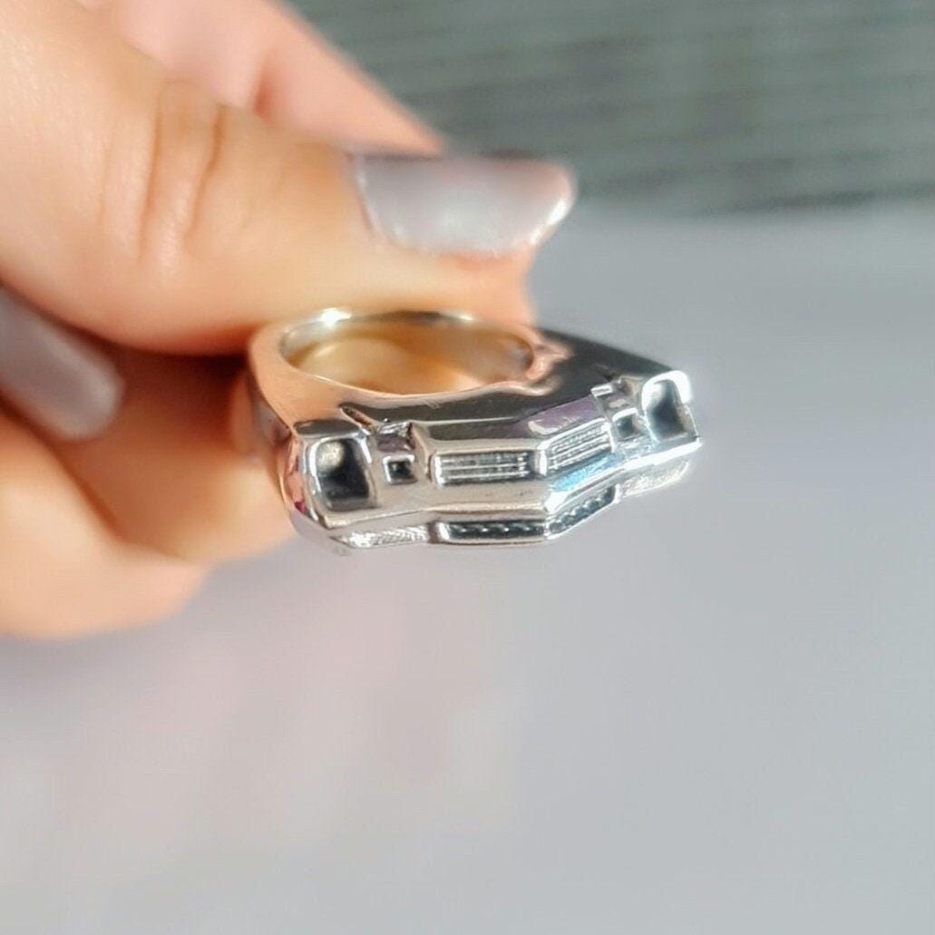 Handmade Silver 1979 Classic Car Ring: Bold Automotive Jewelry