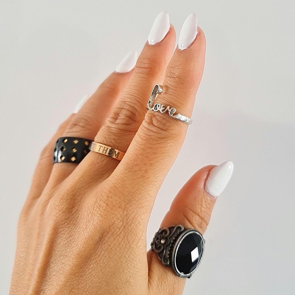 Dainty Sterling Silver Love Ring: Minimalist Promise Jewelry