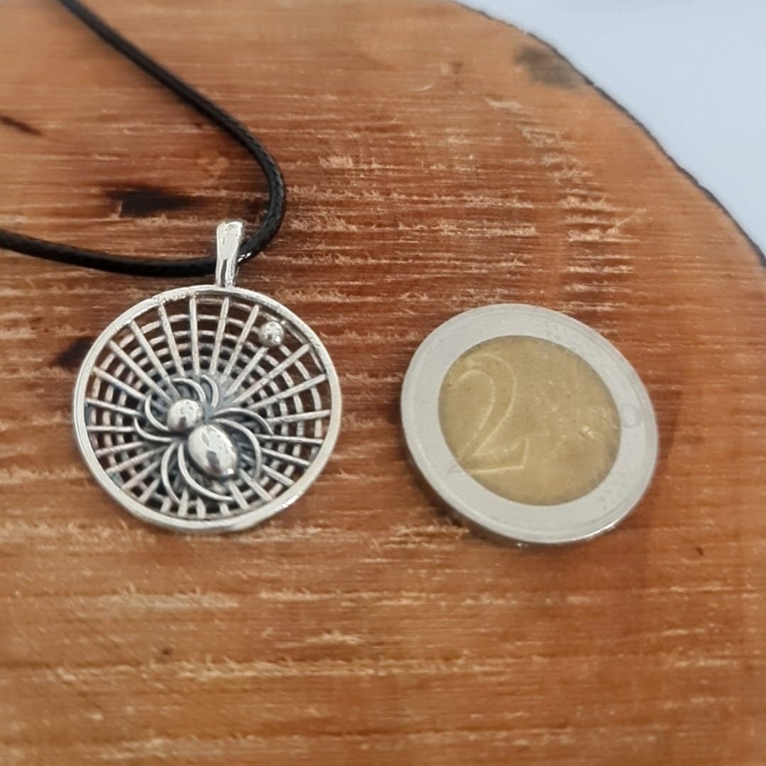 Handmade Sterling Silver Spider Web Pendant: Insect Jewelry
