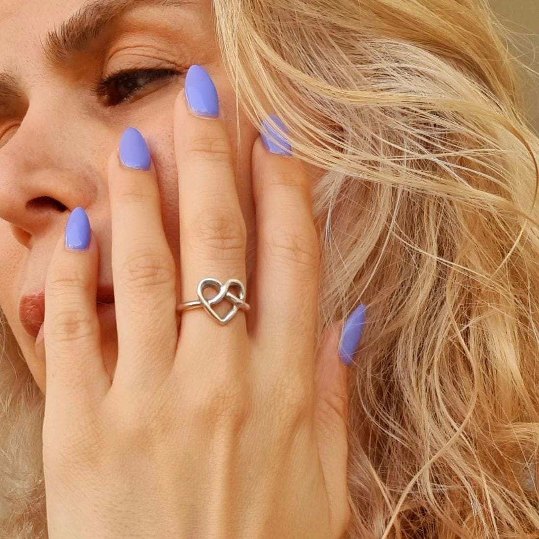 Handmade Sterling Silver Heart Knot Ring: Minimalist Love Jewelry