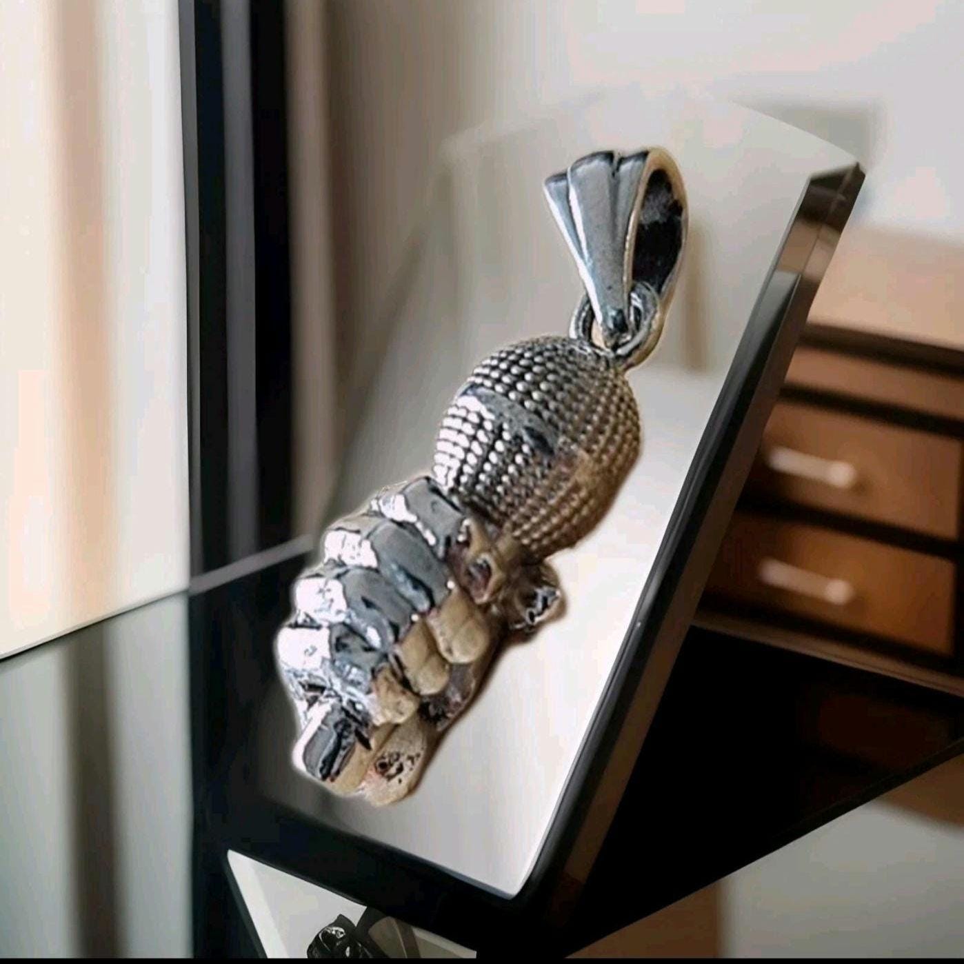 Handmade Sterling Silver Microphone Pendant: Music Lover Necklace