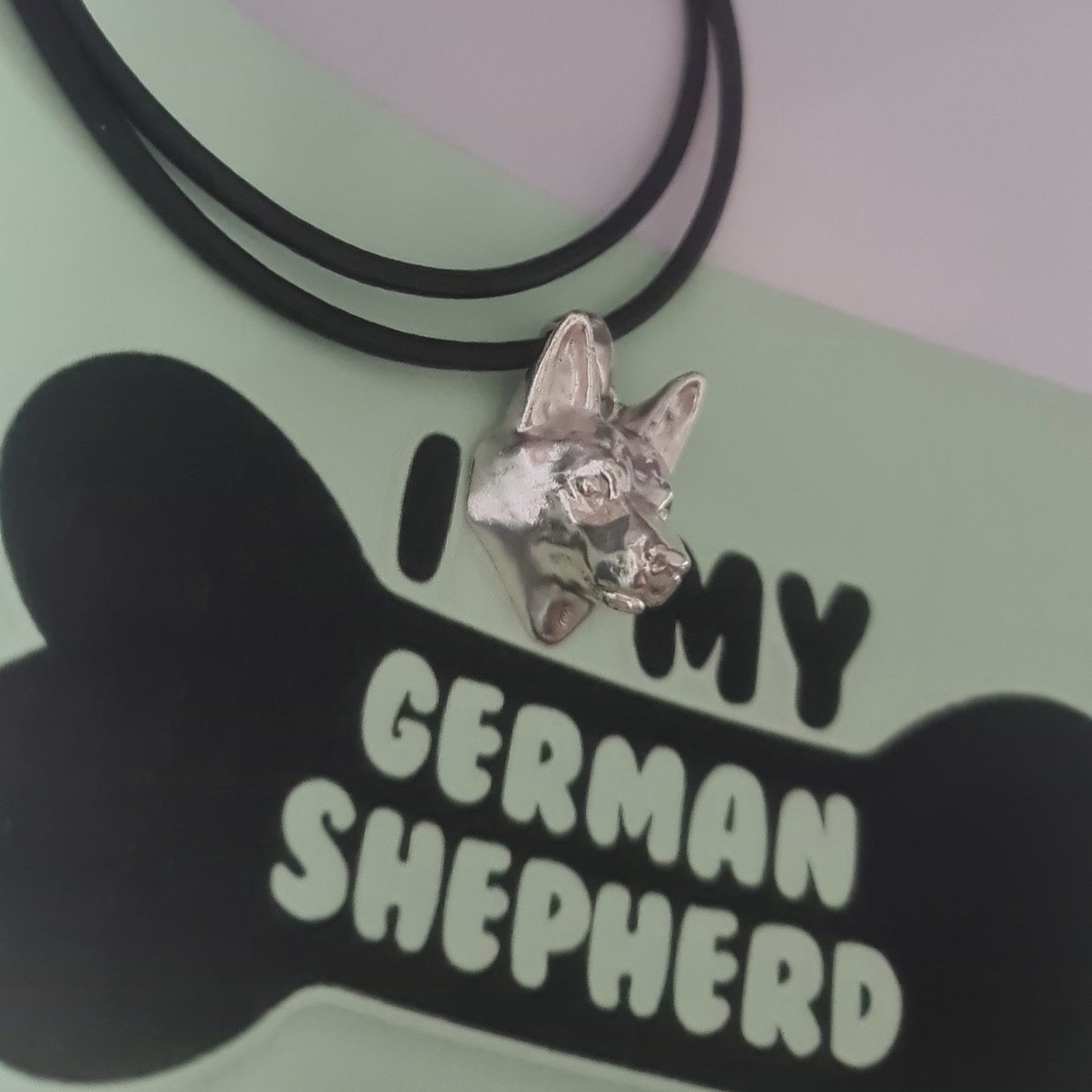 Handmade Sterling Silver German Shepherd Pendant: Detailed Dog Sculpture