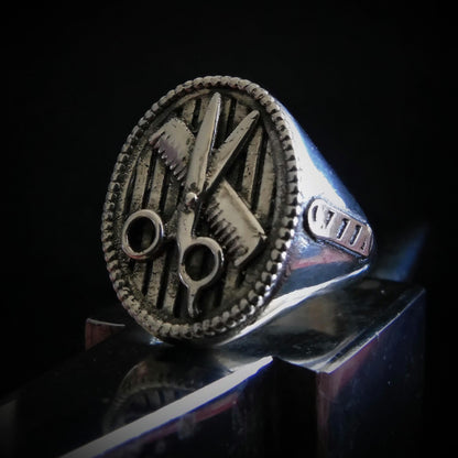 Scissors & Comb ring - Stylish Accessory - 925 Sterling Silver - solid and sturdy