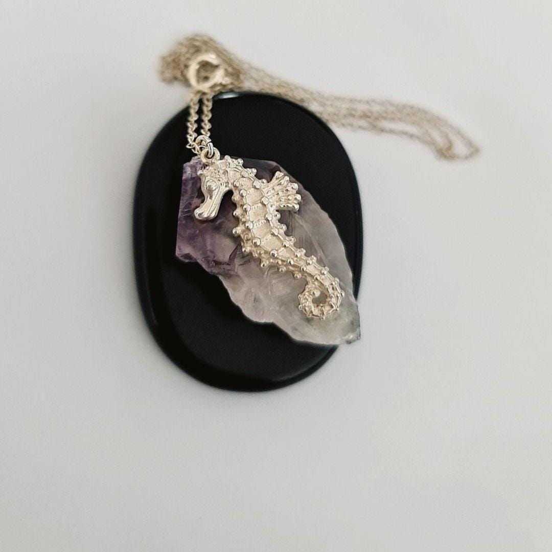 Handmade Sterling Silver Sea Horse Necklace: Oceanic Jewelry Gift