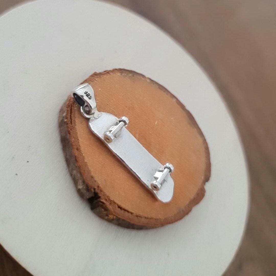 Handmade Sterling Silver Skateboard Pendant: Gift for Skater