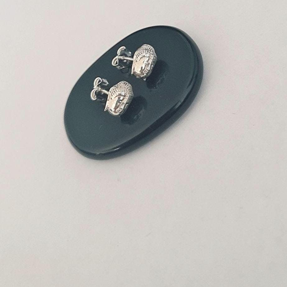 Buddha Head Stud Earrings - Handmade  Zen Jewelry  - Spiritual  for Meditation & Yoga Enthusiasts Sterling Silver