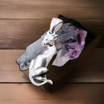Handcrafted Sterling Silver Cat Pendant: Animal Lover Jewelry