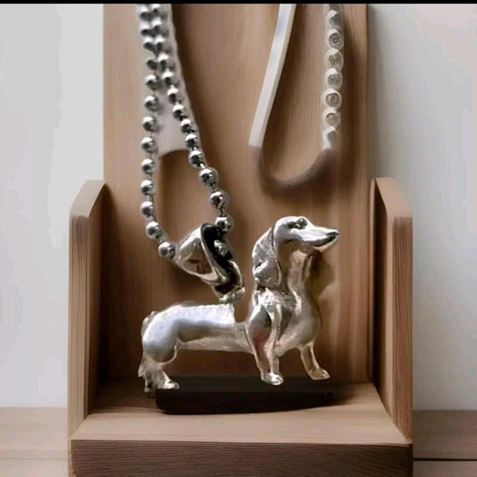 Handmade Silver Dachshund Pendant: Minimalist Dog Necklace