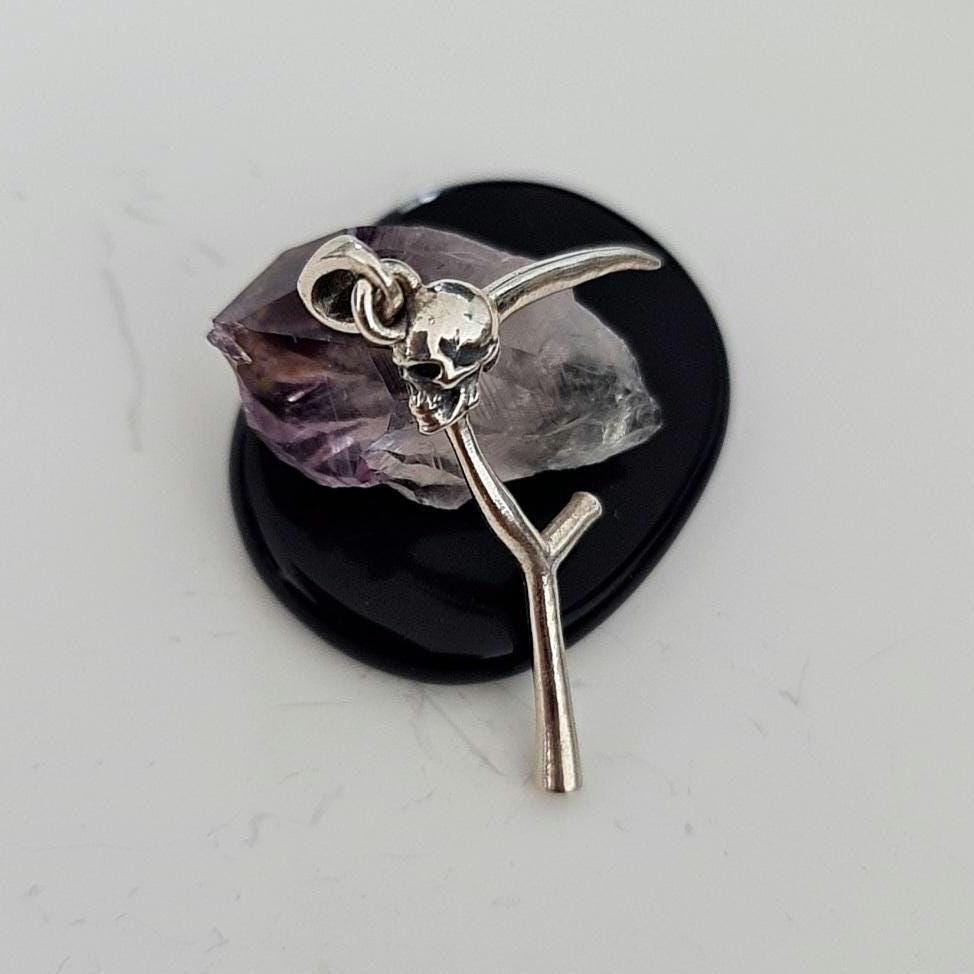 Grim Reaper Scythe Pendant: Sterling Silver Skull Necklace, Gothic La Muerte Talisman