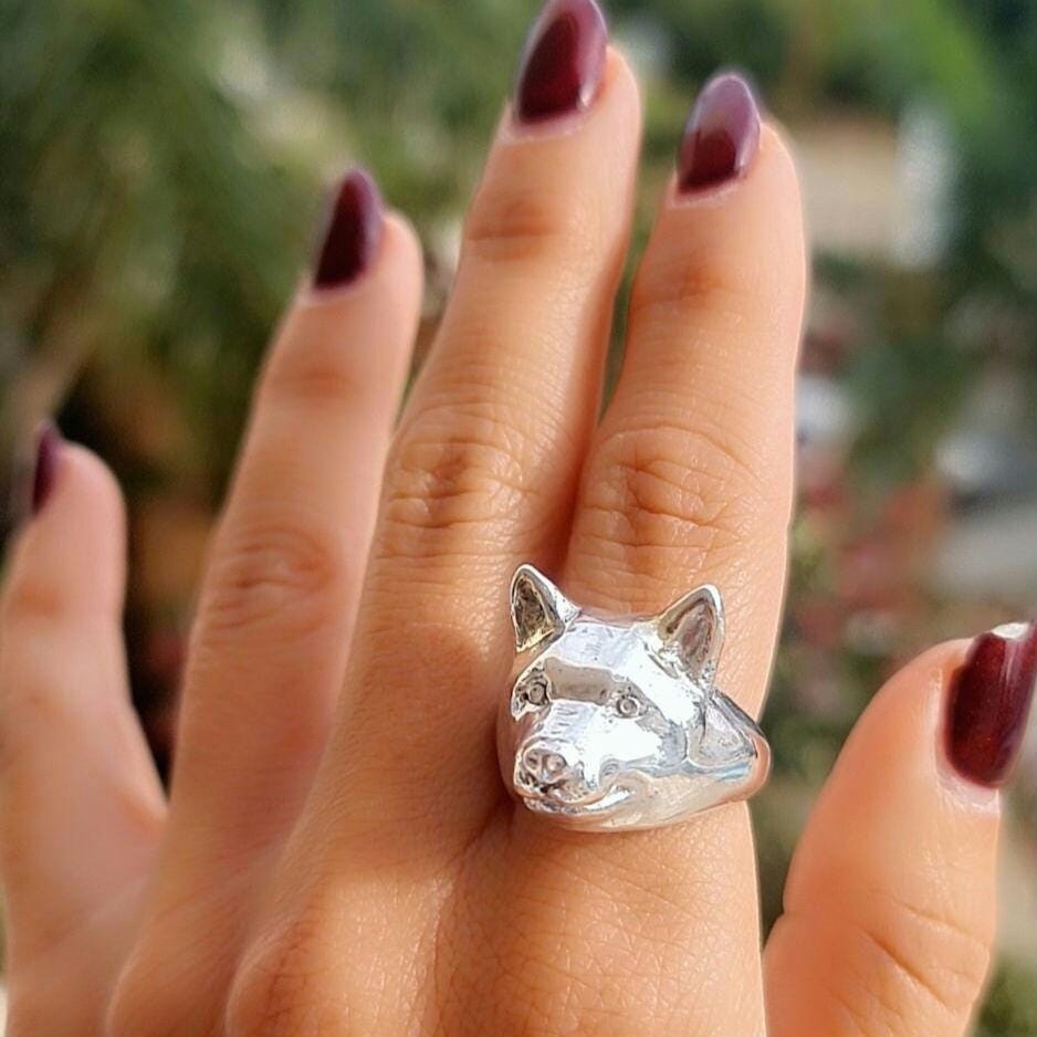 Handmade 925 Sterling Silver Shiba Inu Ring: Dog Lover Jewelry