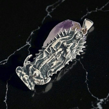 Sterling Silver Our Lady of Guadalupe Pendant - Catholic Holy Medallion