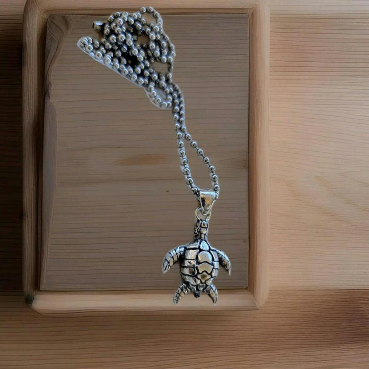Handmade Sterling Silver Sea Turtle Pendant Necklace: Ocean Jewelry