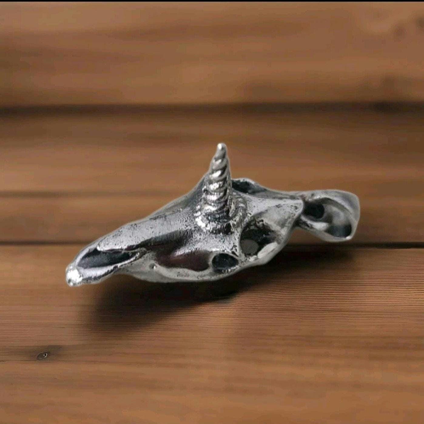 Unicorn Skull Pendant – Sterling Silver  – Mythical Skeleton Jewelry – Enchanted Animal  – Gothic Fantasy Gift