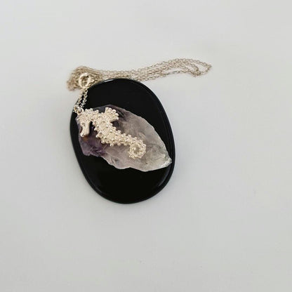 Handmade Sterling Silver Sea Horse Necklace: Oceanic Jewelry Gift