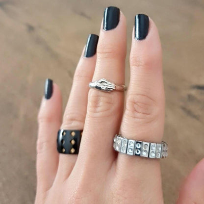 Sterling Silver Holding Hands Ring: Romantic Love Symbol