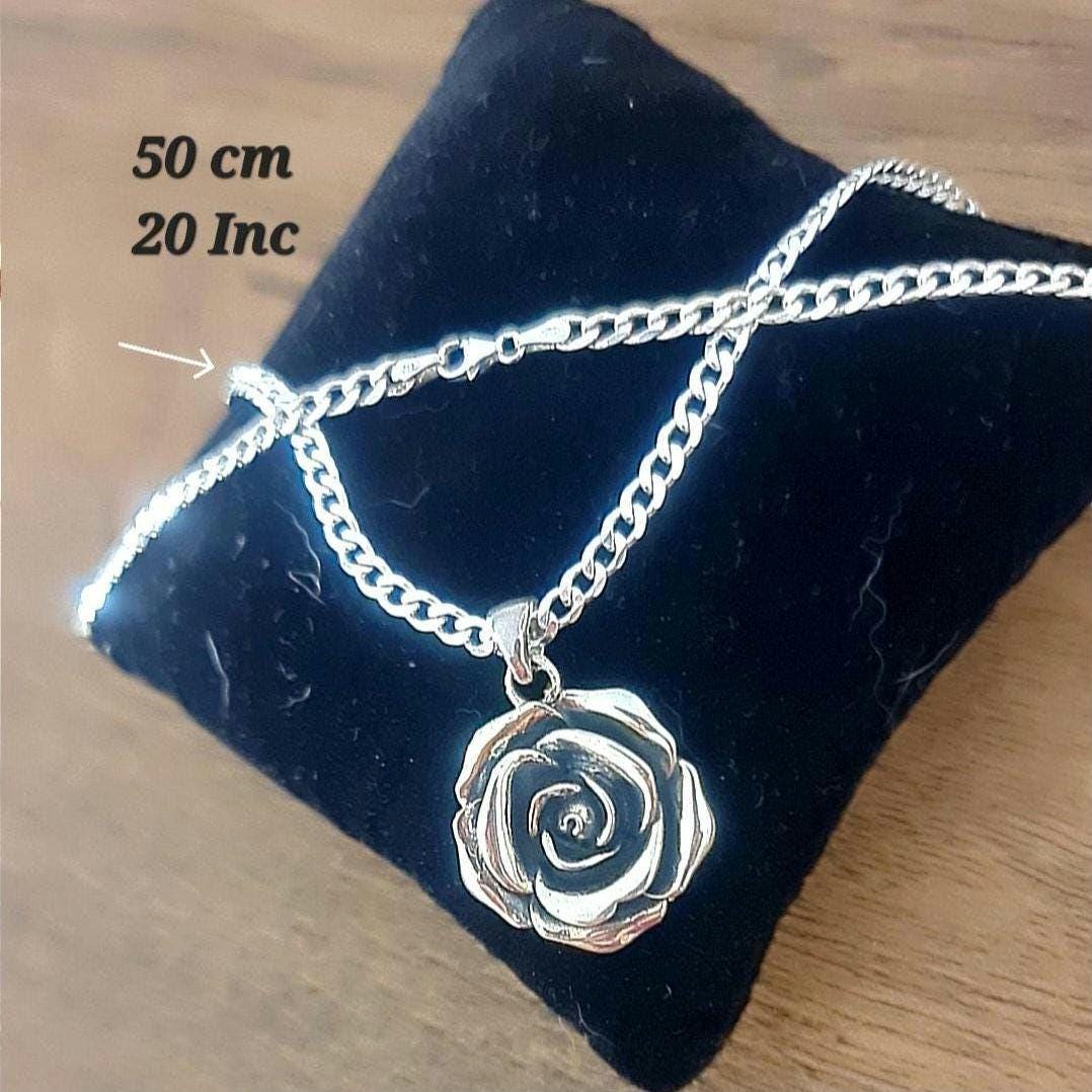 Oxidized Sterling Silver Rose Pendant - Handmade Floral Necklace