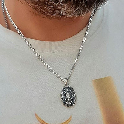 Handmade 925 Silver La Santa Muerte Pendant: Gothic Skull Jewelry